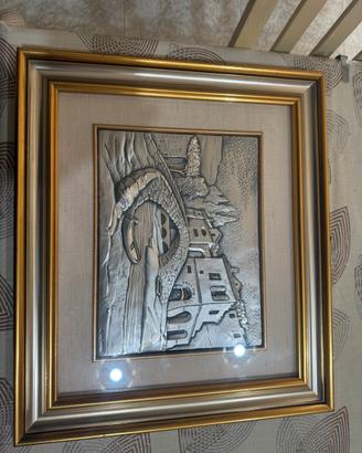 Quadro bassorilievo argento e oro