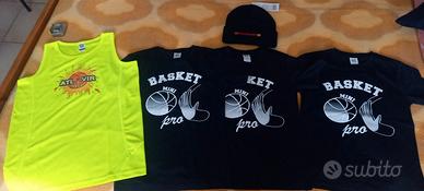 set 5 pezzi basket t- shirt pettorina cappello nuo