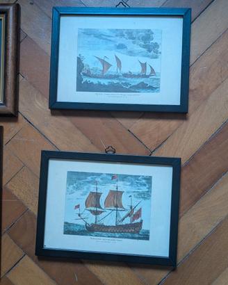 5 Quadretti Vintage Stampe Navali/Velieri d'epoca