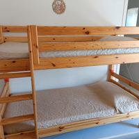 Letto a castello in legno 3 posti 