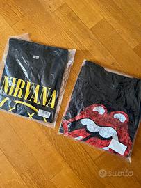 🎸 Lotto 2 T-Shirt Rock Nuove (Nirvana & Rolling S