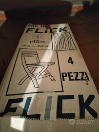 4 sedie richiedibili  e tavolo in metallo plastifi