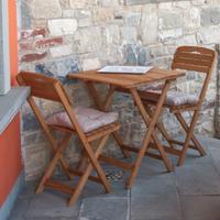 Set tavolo e 2 sedie in Legno con Cuscini