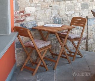 Set tavolo e 2 sedie in Legno con Cuscini