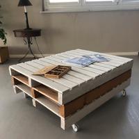 TAVOLINO SOGGIORNO PALLET E VETRO