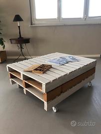 TAVOLINO SOGGIORNO PALLET E VETRO