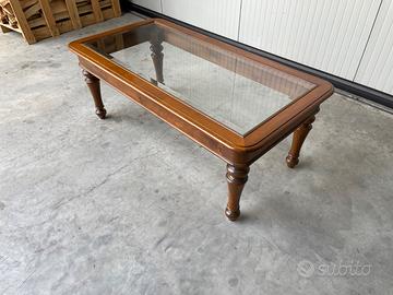 Tavolino  antico in legno e vetro