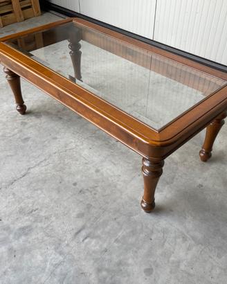 Tavolino  antico in legno e vetro