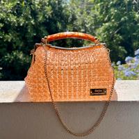 Borsa clic clac con perle champagne