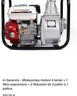 Motopompa motore 4 tempi + Riduzioni e filtro  
