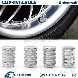 Tappi COPRIVALVOLE Auto Moto in ALLUMINIO Cromati