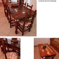 tavolo contadino + tavolo da fumo + 12 sedie
