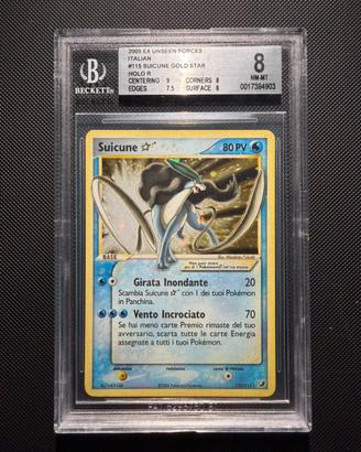 Pokemon Suicune Gold Star Beckett Bgs 8 ITA 115