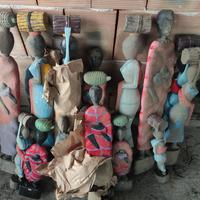 lotto statue africane in legno, artigianato antico