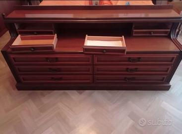 Mobile cassettiera con ripiano appoggio legno