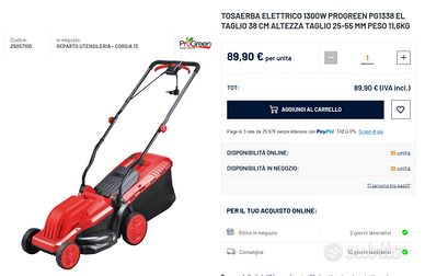 Rasaerba tosaerba elettrico Pro Green
