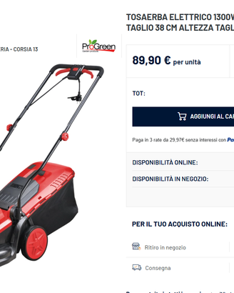 Rasaerba tosaerba elettrico Pro Green