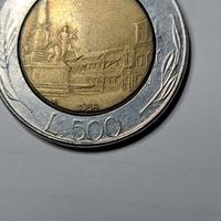 500 lire  bimetallica  1998 con errori conio 