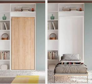 Letto singolo a scomparsa con rete martino