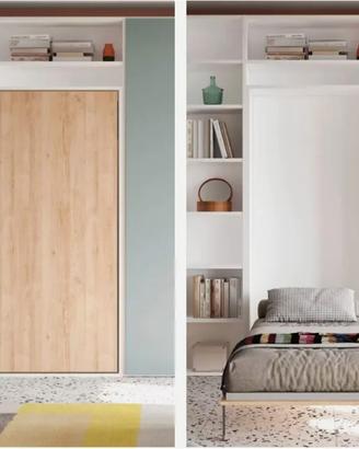 Letto singolo a scomparsa con rete martino