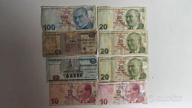 Banconote Estere Lire Turche Sterline Egiziane