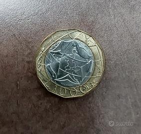 Moneta 1000 Lire Bimetallica Con Errore Di Confini