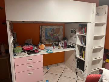 Letto in legno bianco con soppalco ikea