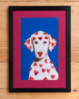 Quadretto cane Dalmata dipinto a mano 23x32 cm