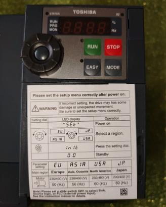 TOSHIBA VFS15-4007PL1-W1 0.75kW 1HP 400V Trifase