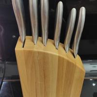 Set di 6 coltelli in acciaio con ceppo in legno