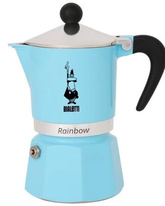 Rainbow Caffettiera Colorata, Alluminio, Azzurro