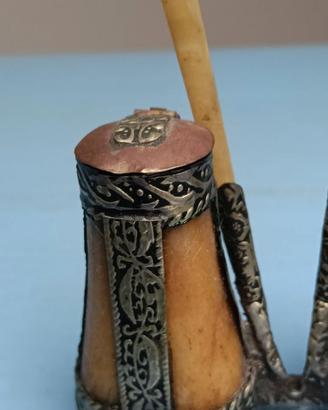 Calamaio in osso e argento