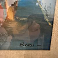 Quadro veliero a olio su  tela artista Boni