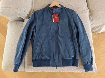 Giacca nuova Ferrari in pelle scamosciata blu tg.L