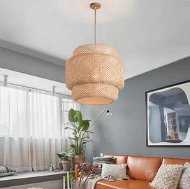 Lampada in vimini nuova 28x30cm