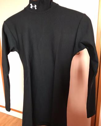 Maglia termica sci ragazzo Under Armour nera s/m
