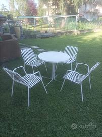 Set da giardino, tavolo piu sedie in ferro