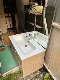 Composizione mobile bagno con specchio+luce+lavabo