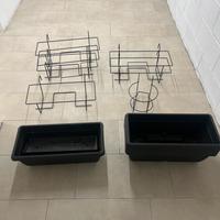 Porta vaso da balcone in metallo + vaso rettangola