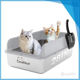 Lettiera in acciaio inox XXXL,  71×52×26 cm. Nuova