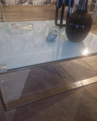 Tavolino Sabatini da salone in vetro latte 75 x 75