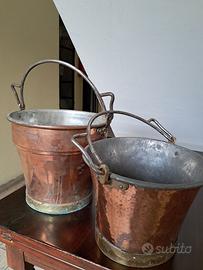 Coppia di secchi antichi in rame – primi ‘900