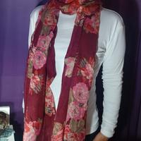 Sciarpa/Stola Lunga Fantasia Floreale Bordeaux e R