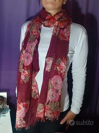 Sciarpa/Stola Lunga Fantasia Floreale Bordeaux e R