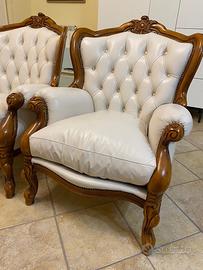 Poltrone in vera pelle e legno