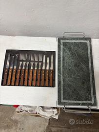 Pietra ollare e set forchette per carne