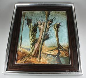 Quadro alberi secchi natura morta autunno 54x64
