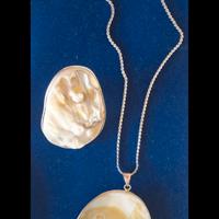 parure collana e anello madreperla e argento