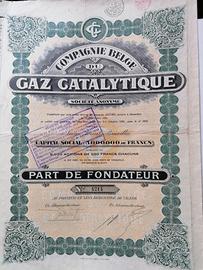 Compagnie belge du gaz catalytique - Scripofilia