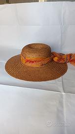 Cappello donna in fibra naturale rafia  e nastro